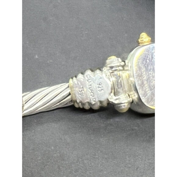 David Yurman Vintage 18k Gold Sterling MOP Rare Stick Dial Diamond Bangle Watch - Picture 6 of 16